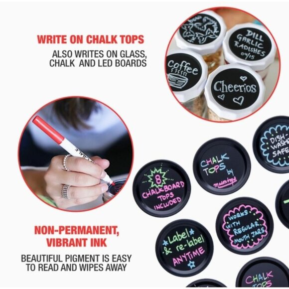 Mason Tops Liquid Chalk Markers 6-Pack - Erasable Fine Point For Chalkboards & L - Picture 4 of 4